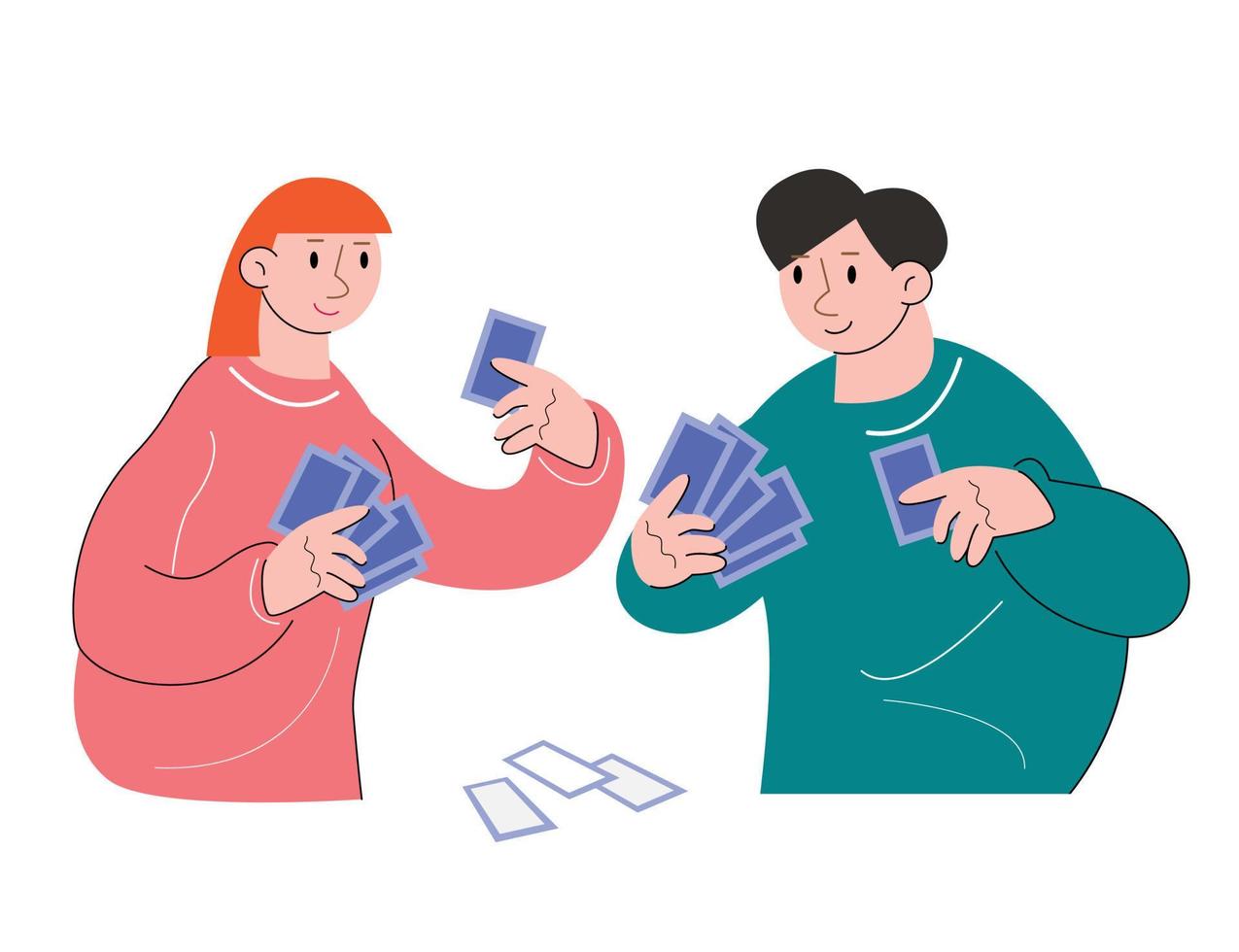 personnage passe-temps personnes jouant aux cartes illustration vectorielle vecteur