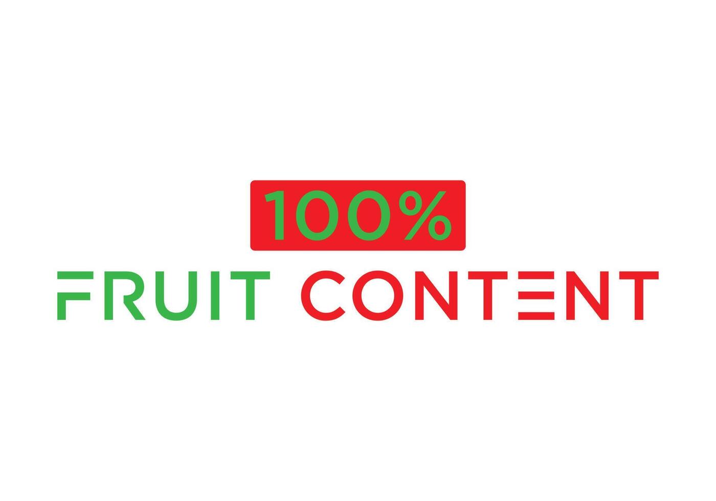 eps10 100 pourcentage de fruits contenu signe étiquette vector art illustration avec police fantastique et couleur rouge vert isolé sur fond blanc