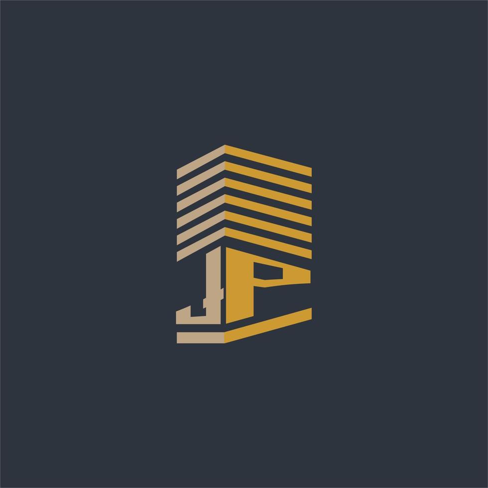 jp monogramme initial idées de logo immobilier vecteur