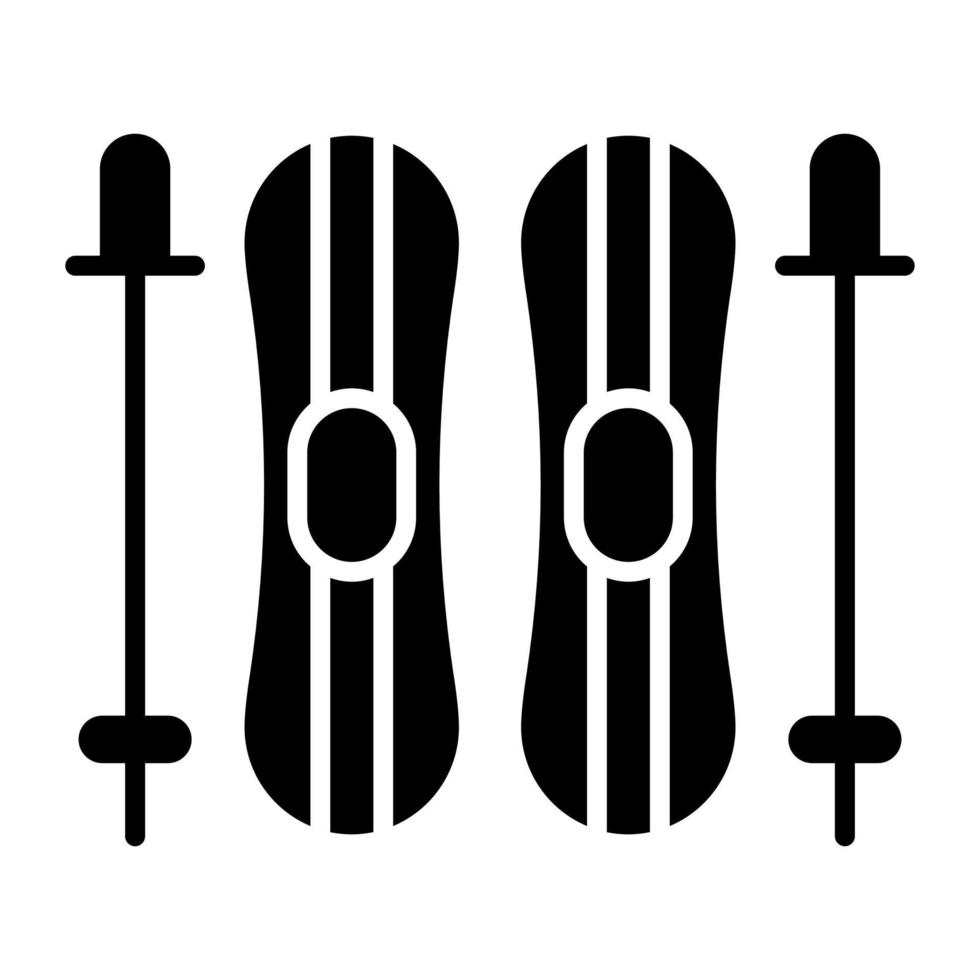 icône de vecteur de ski de neige, jeux d'hiver