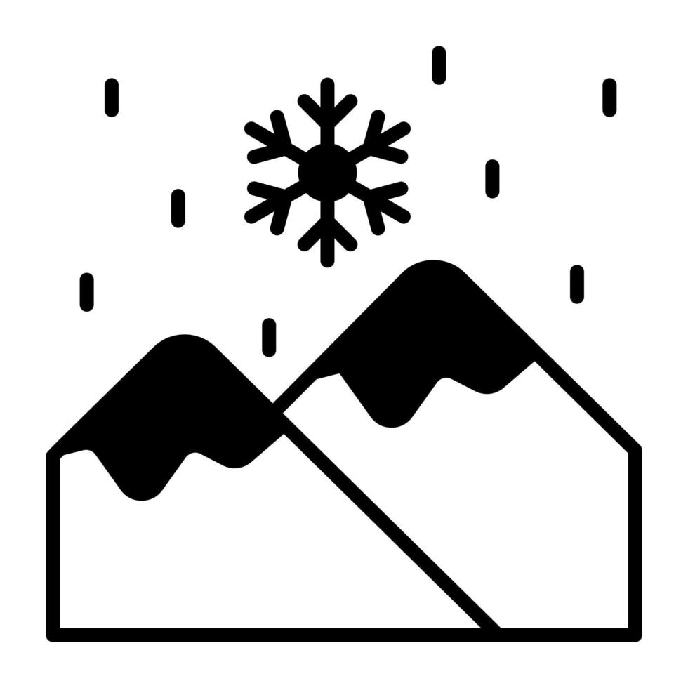 icône de vecteur de chute de neige de montagne