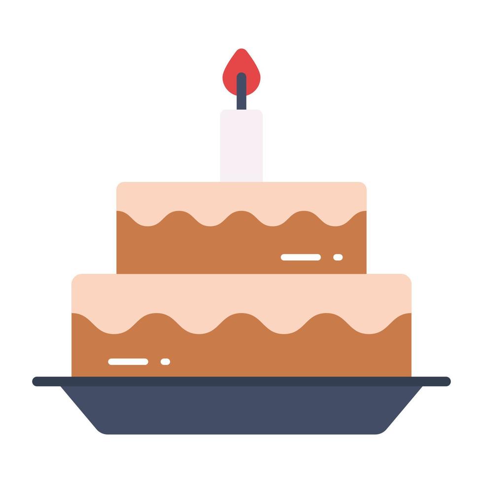 gâteau de fête avec bougie dessus, icône de gâteau d'anniversaire vecteur
