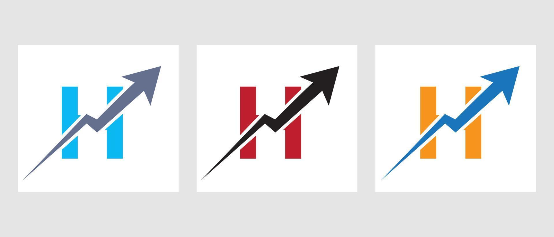 concept de logo de finance lettre h avec symbole de flèche de croissance vecteur
