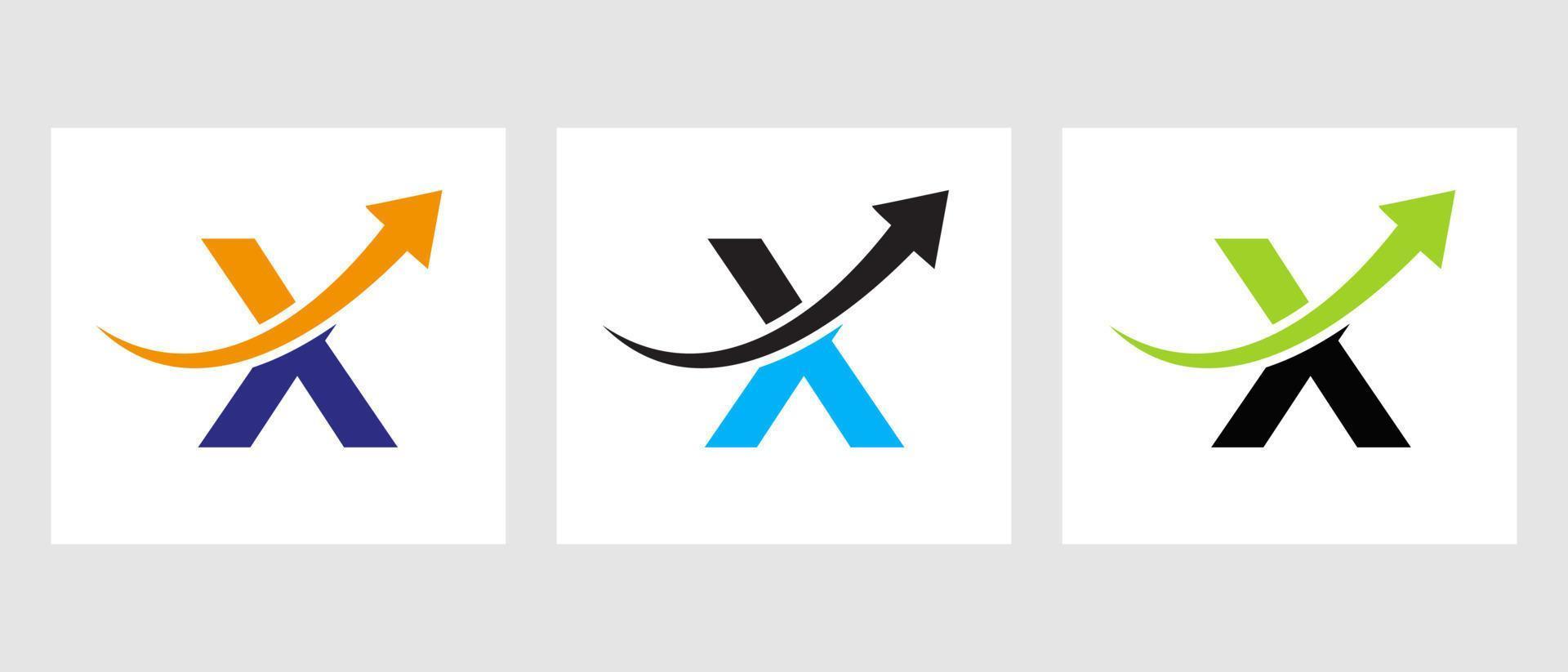 concept de logo de finance lettre x avec symbole de flèche de croissance vecteur