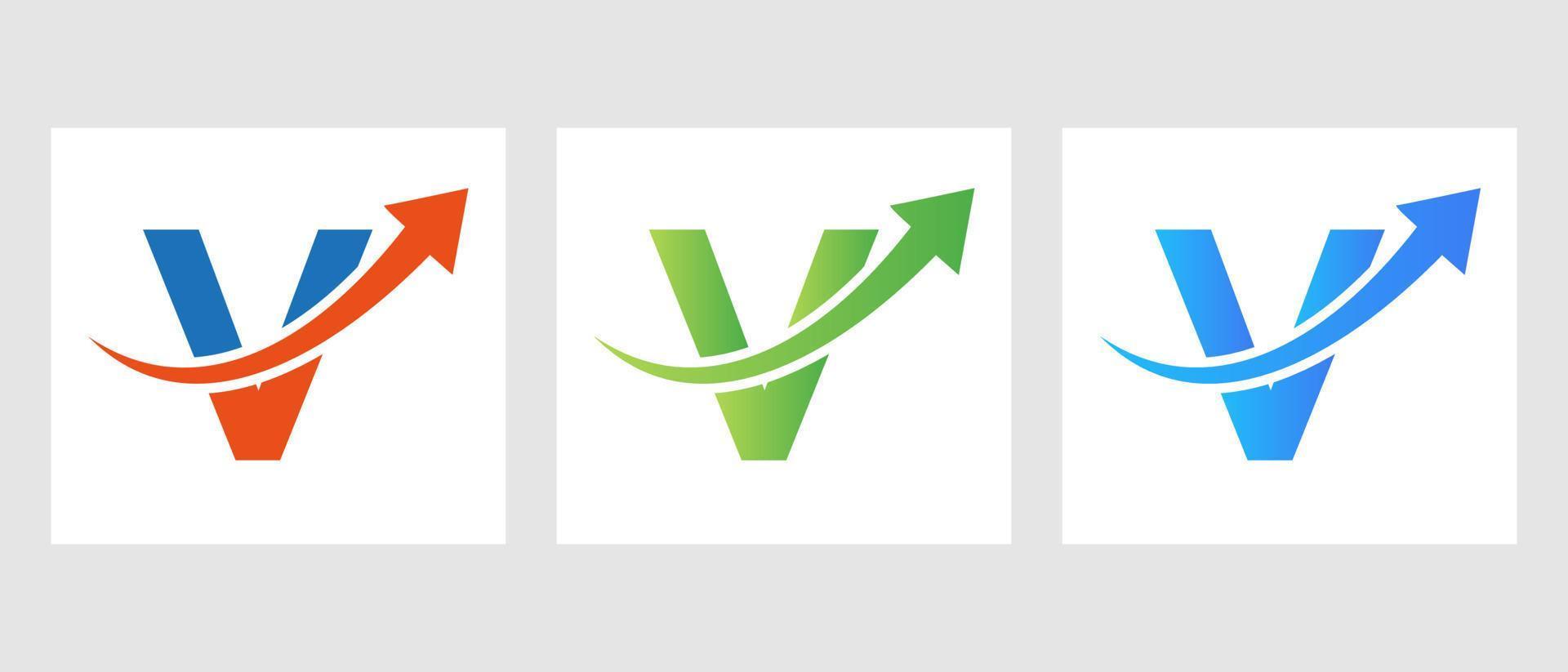 concept de logo de finance lettre v avec symbole de flèche de croissance vecteur