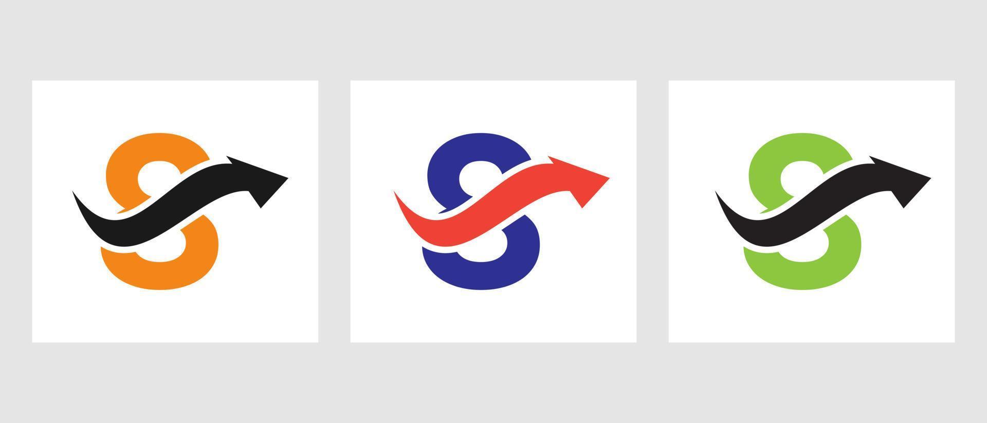concept de logo de finances lettre 8 avec symbole de flèche de croissance vecteur
