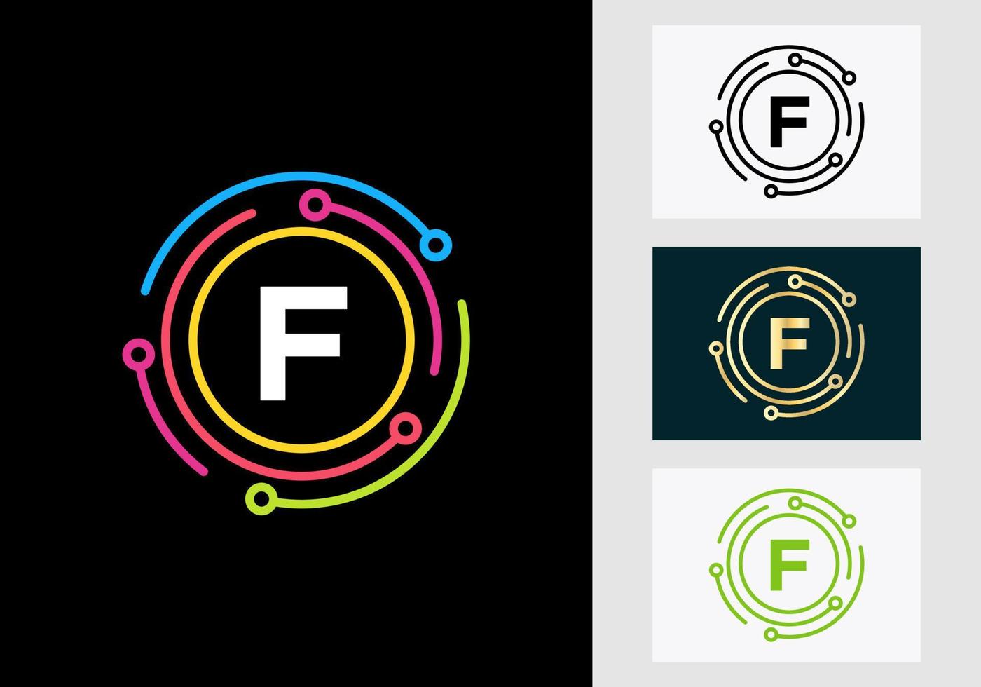création de logo de technologie lettre f. symbole du logo du réseau vecteur