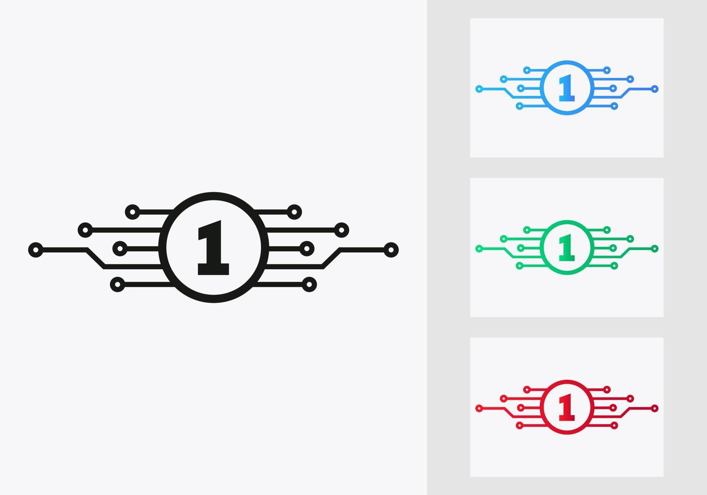 modèle de conception de logo de technologie lettre 1. création de logo de réseau vecteur