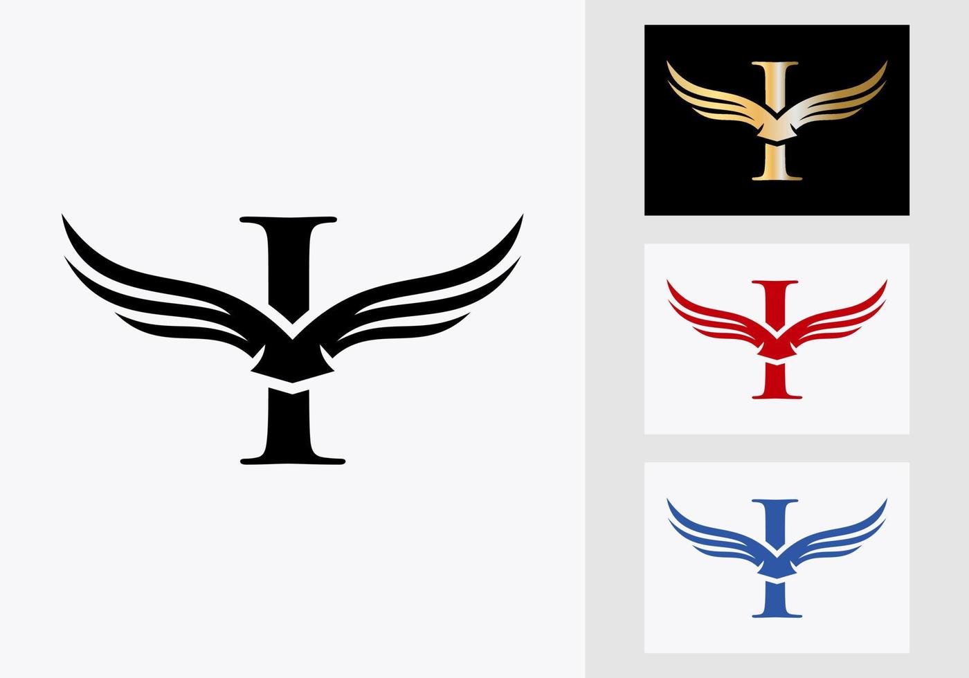 i création de logo d'aile de lettre. symbole initial de l'aile volante vecteur
