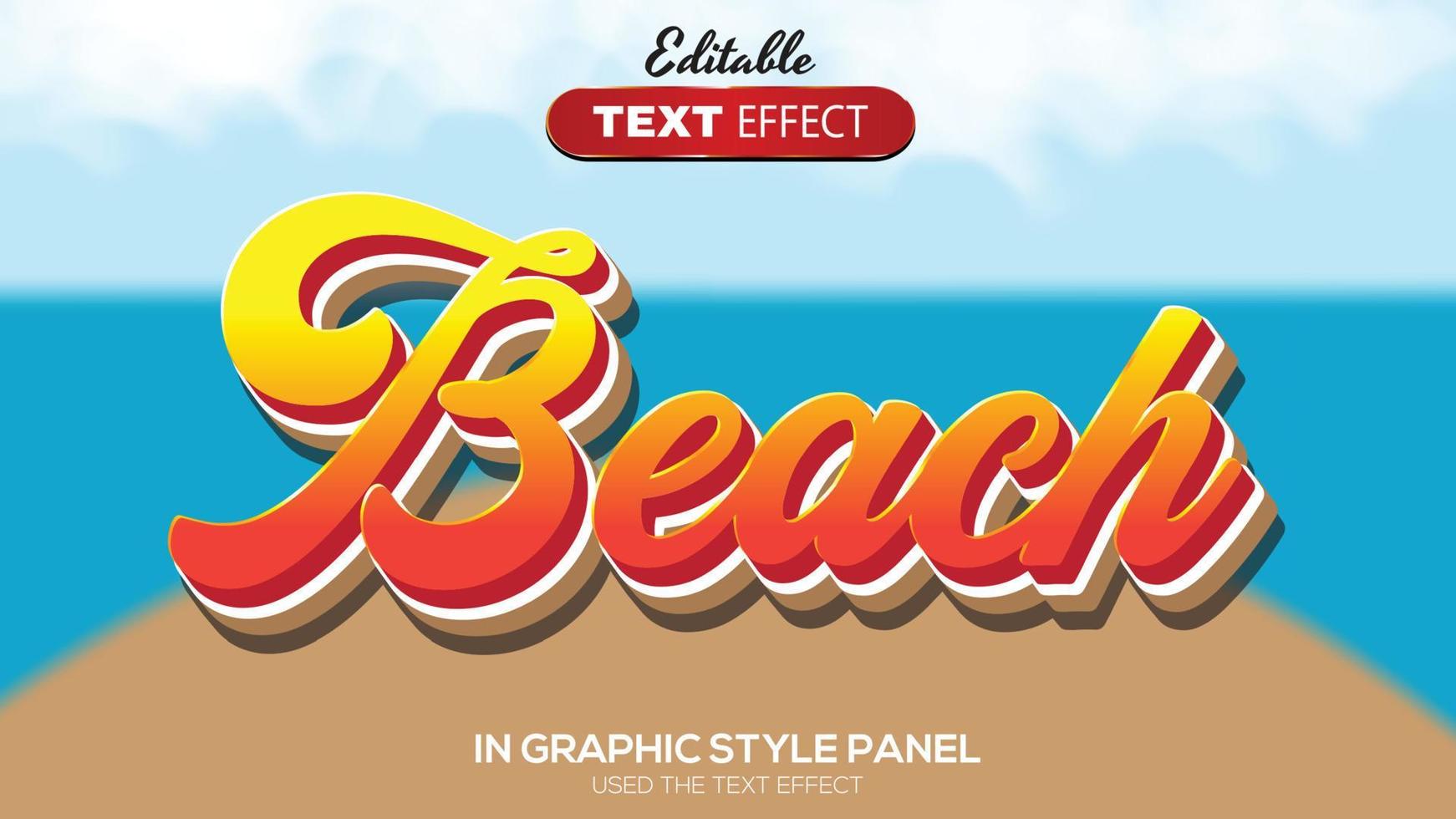 Thème de plage à effet de texte modifiable 3d vecteur