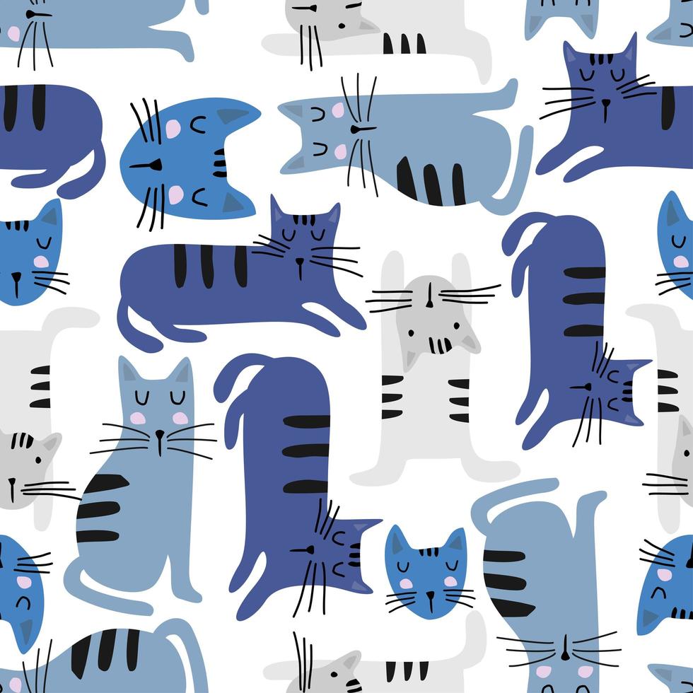modèle sans couture avec chatons colorés chat mignon. texture enfantine créative. idéal pour le tissu, illustration vectorielle textile. vecteur