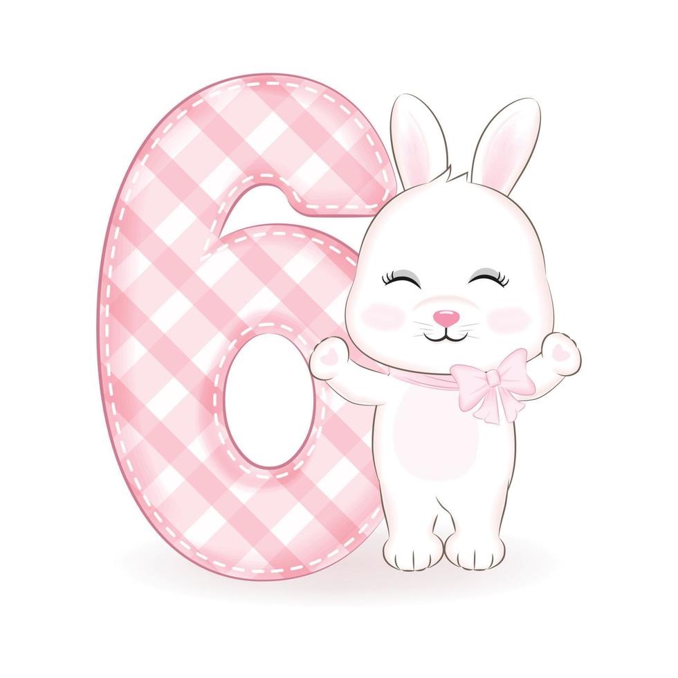 mignon petit lapin, joyeux anniversaire 2 ans 19520199 Art vectoriel chez  Vecteezy