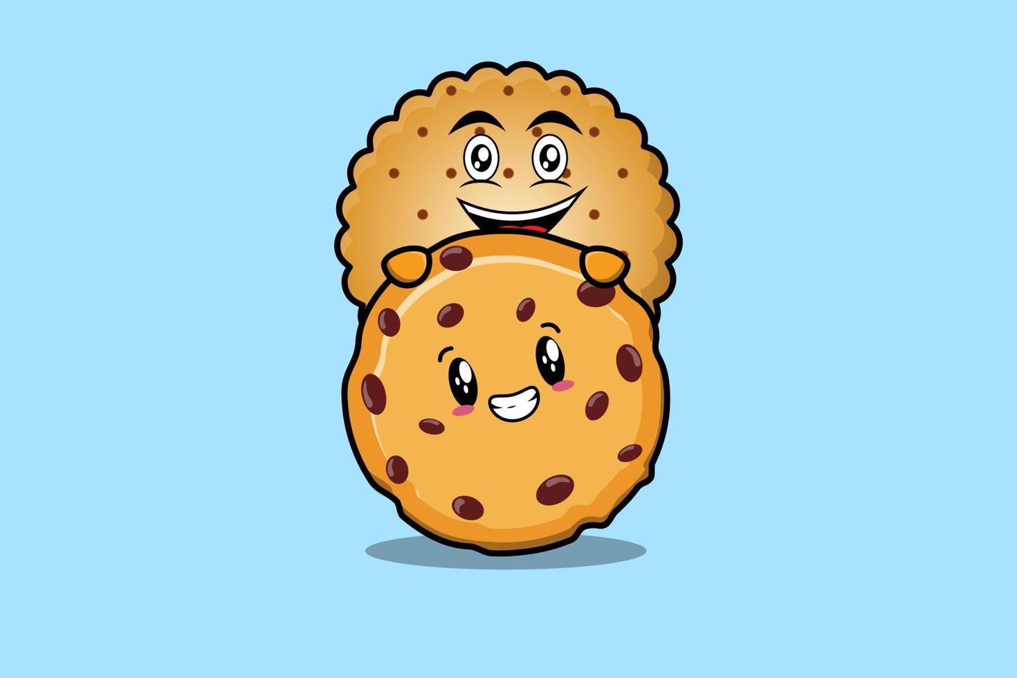 dessin animé de biscuits mignons caché dans l'illustration de biscuits vecteur