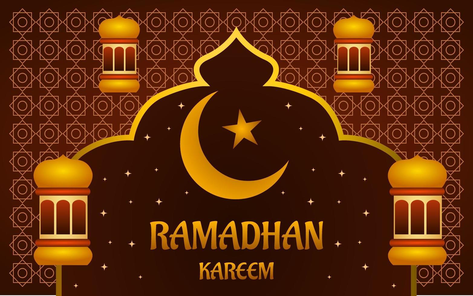 illustration de ramadan kareem avec étoile lune et fond marron vecteur