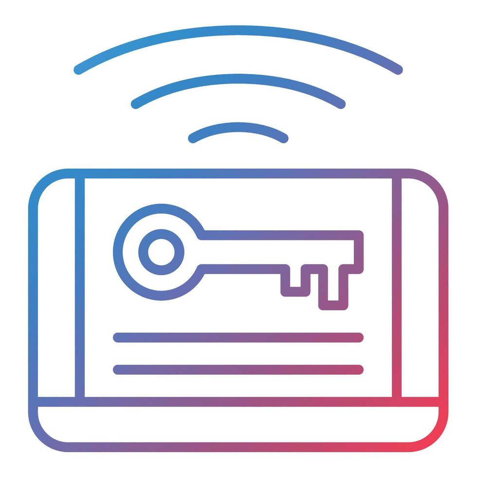 icône de gradient de ligne de clé de carte vecteur