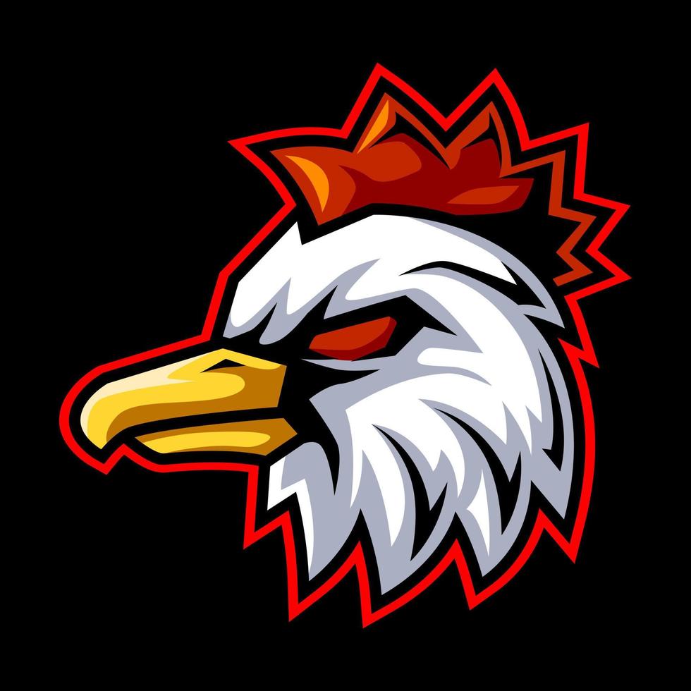 modèle de logo de mascotte de tête de coq vecteur