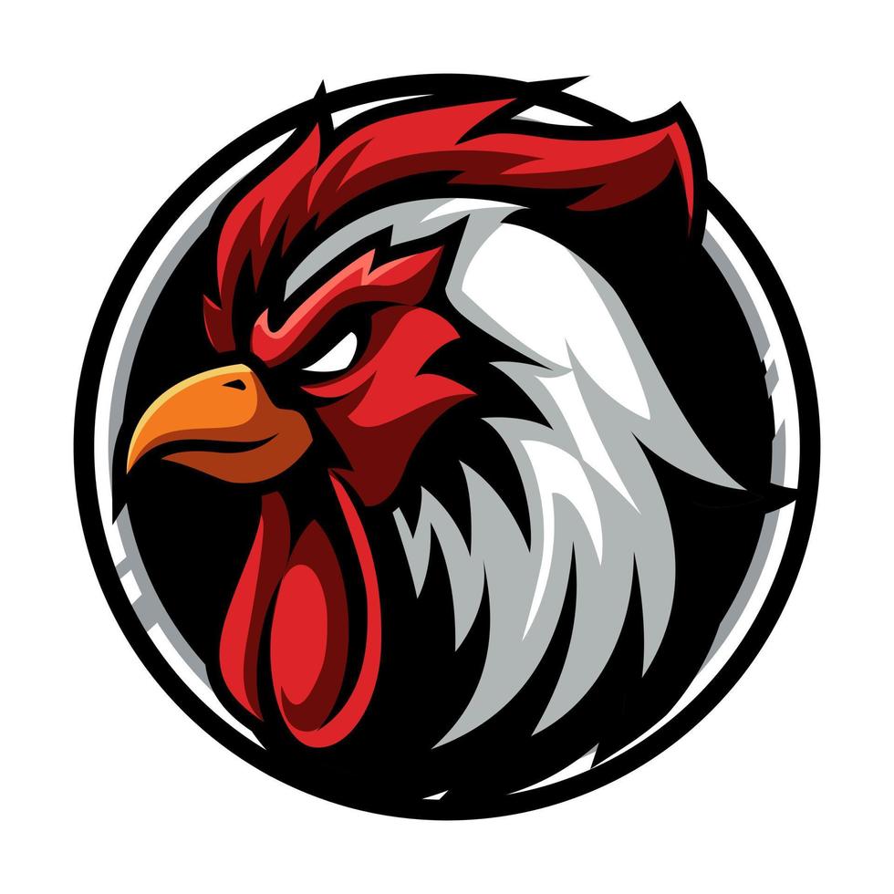 modèle de logo de mascotte de tête de coq vecteur