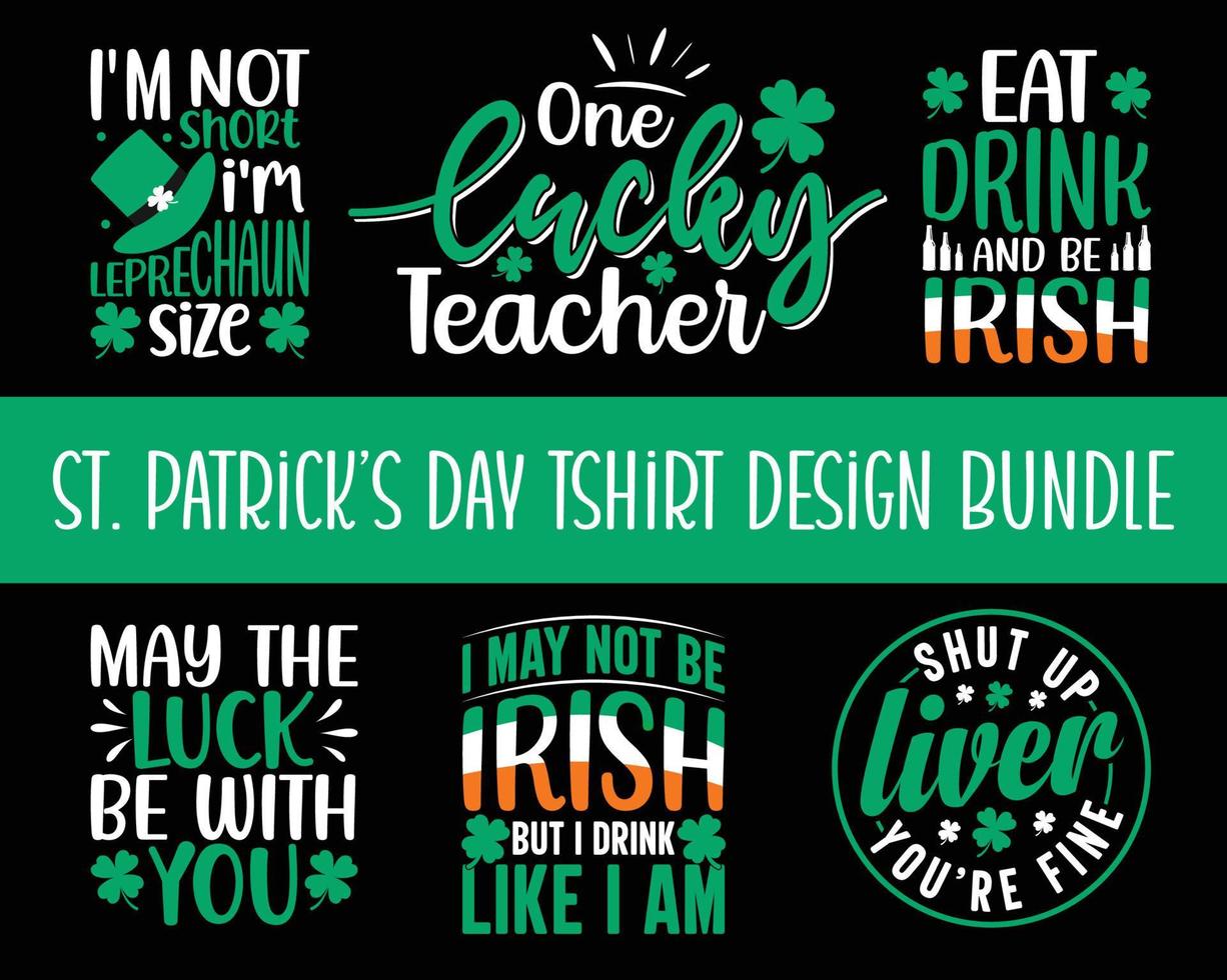 Ensemble de conception de t-shirt de la Saint-Patrick. heureux ensemble d'illustrations de célébration de la saint patrick. conception de st patrick pour carte, bannière, tasse et t-shirt vecteur