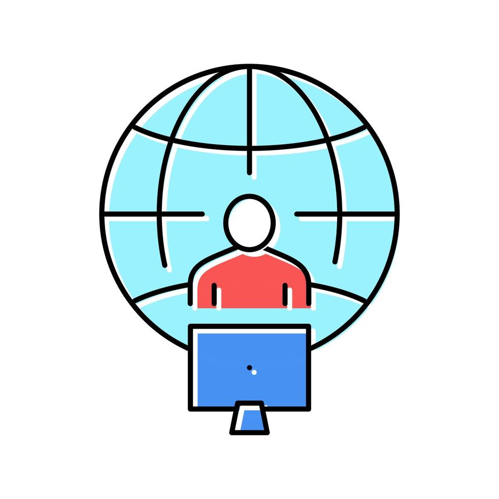 illustration vectorielle de l'icône de couleur du monde du travail indépendant vecteur
