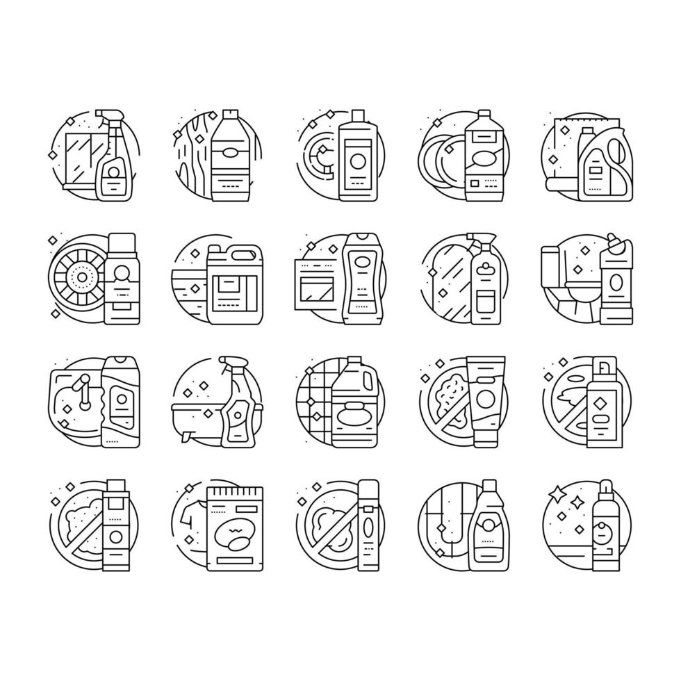 nettoyeur propre détergent lavage main icônes définies vecteur