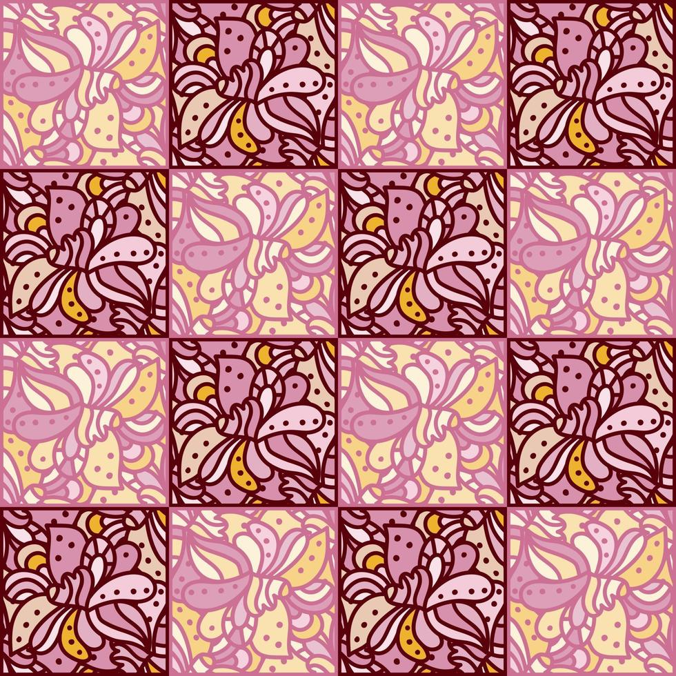 ornement de mosaïque transparente de mandala à main levée. motif abstrait sans couture avec élément floral et végétal. vecteur