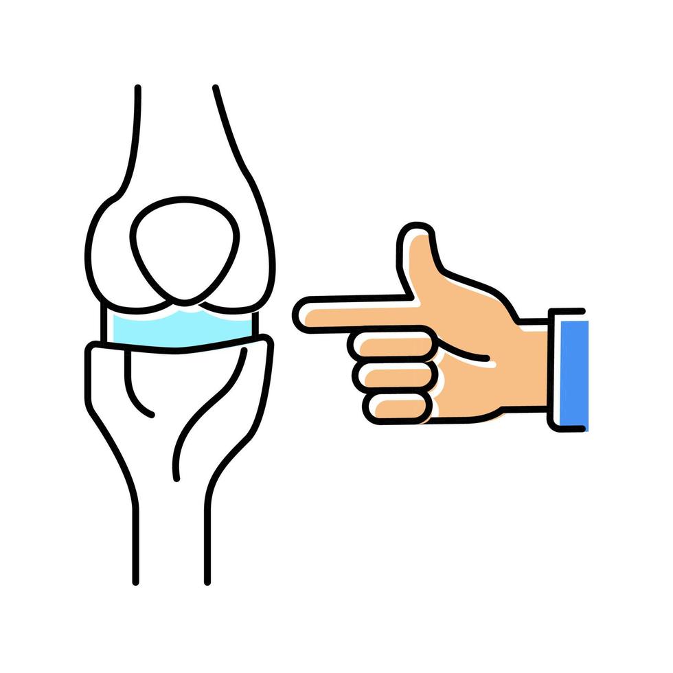 illustration vectorielle de l'icône de couleur de radiologie de l'articulation du genou à plat vecteur