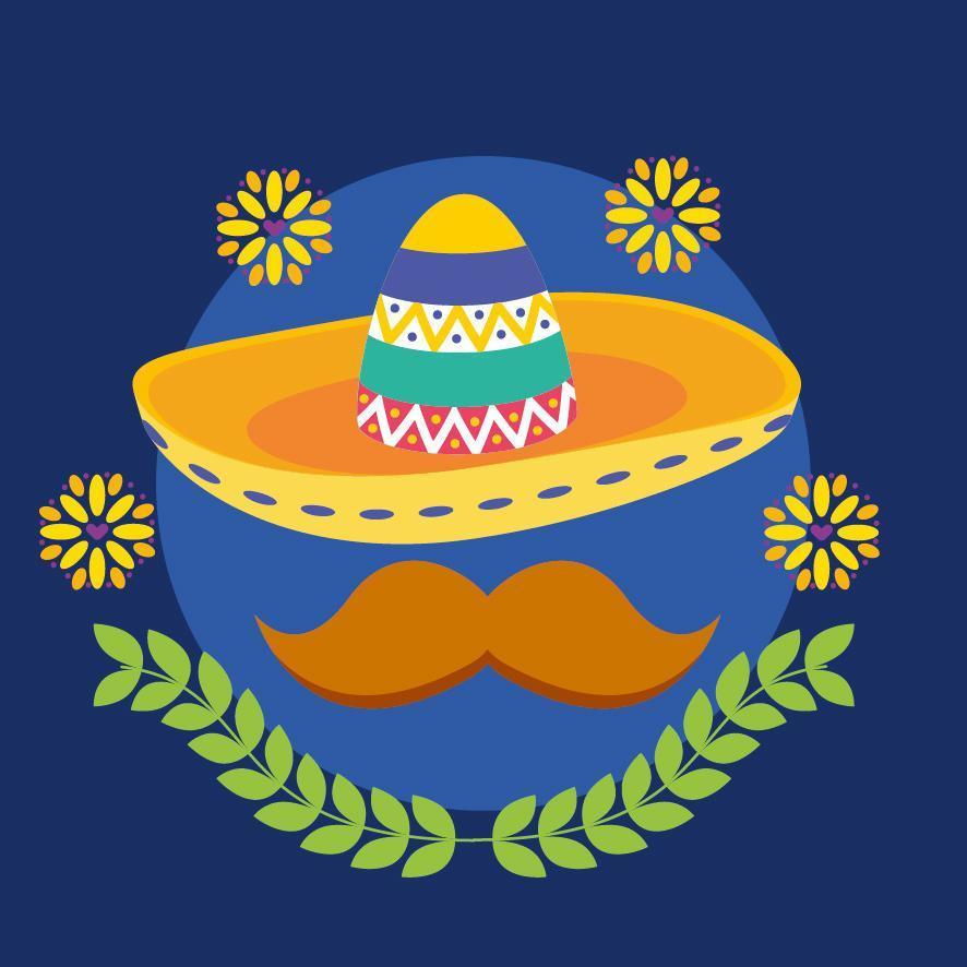 conception de vecteur mexicain chapeau et moustache