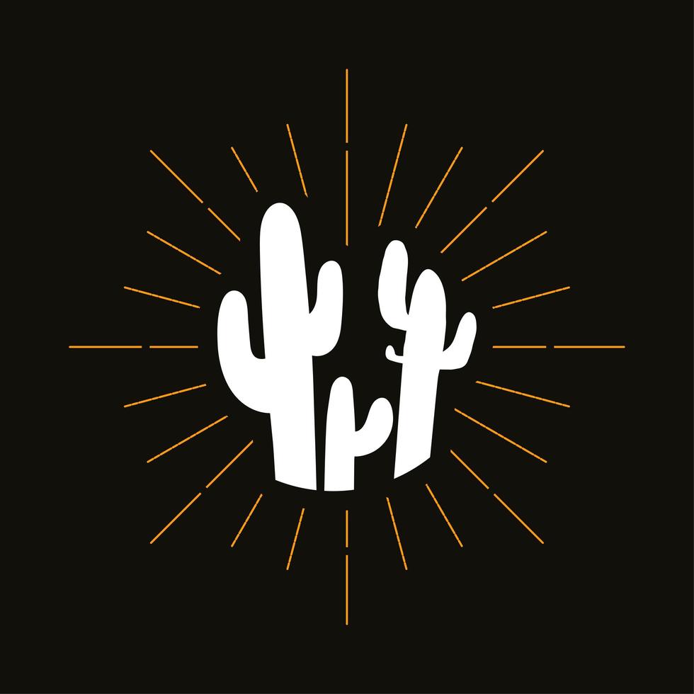 silhouette de cactus épineux rétro vecteur