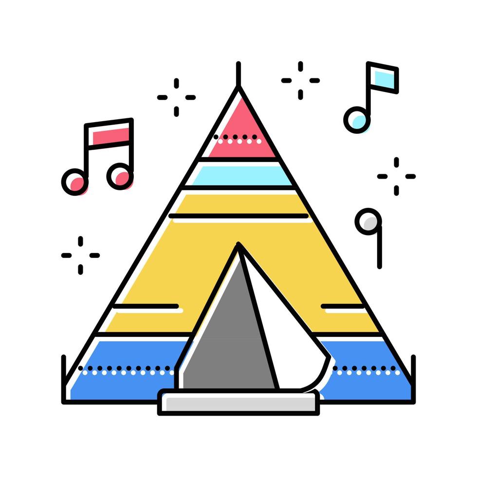 tente sur l'illustration vectorielle de l'icône de couleur du festival de musique vecteur