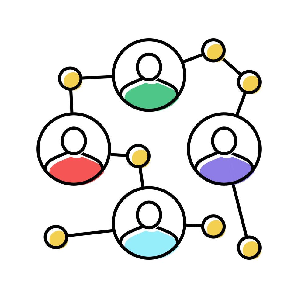 chaîne d'hommes d'affaires actionnaires couleur icône illustration vectorielle vecteur