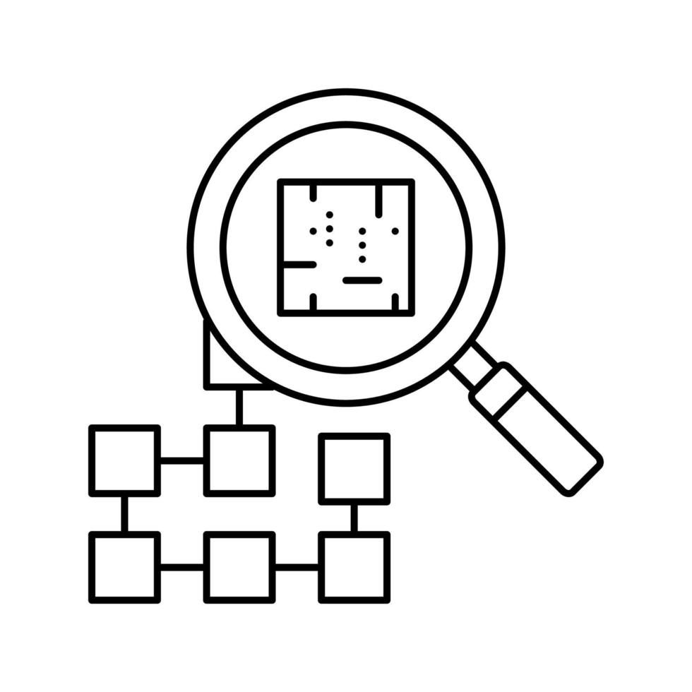 illustration vectorielle de l'icône de la ligne du réseau de neurones de recherche vecteur
