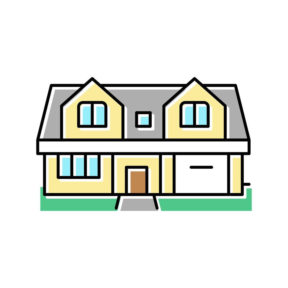 illustration vectorielle d'icône de couleur de maison individuelle unifamiliale vecteur