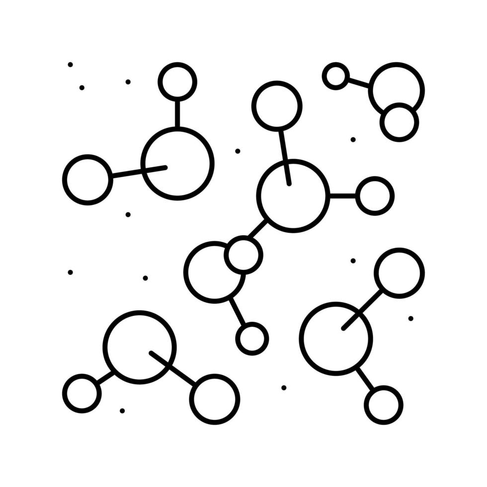 illustration isolée de vecteur d'icône de ligne de molécule chimique