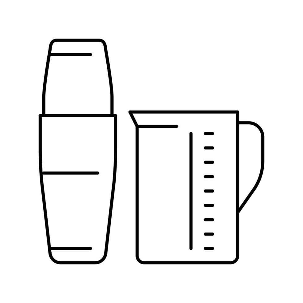 tasse à mesurer et mélangeur pour faire du café cocktail ligne icône illustration vectorielle vecteur