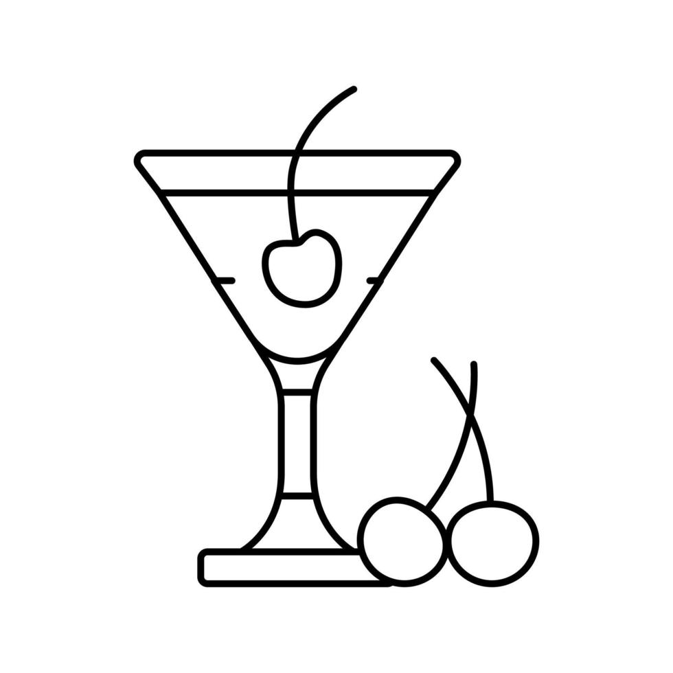 cocktail cerise ligne icône illustration vectorielle vecteur