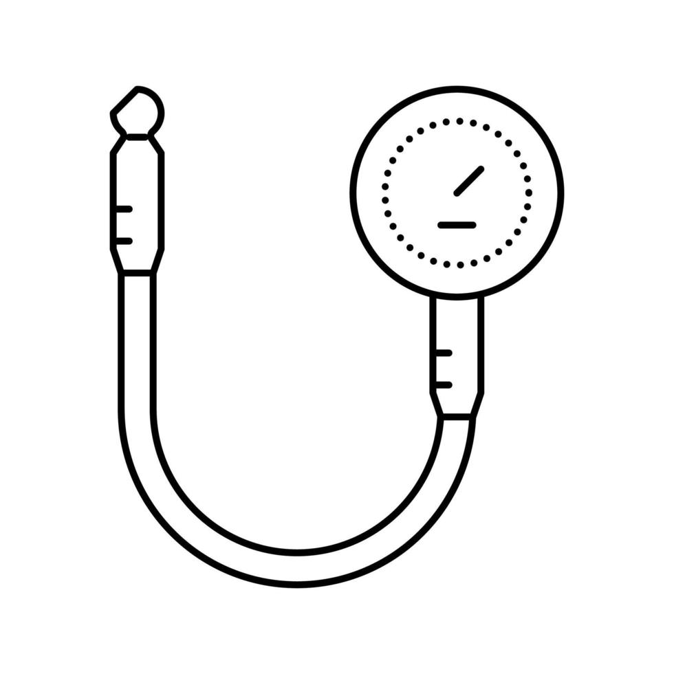 illustration vectorielle de l'icône de la ligne de moto de la jauge de pression d'air des pneus vecteur