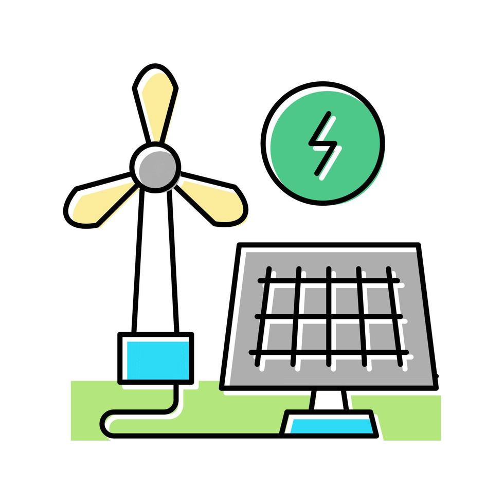 illustration vectorielle d'icône de couleur d'économie d'énergie de panneau solaire vecteur