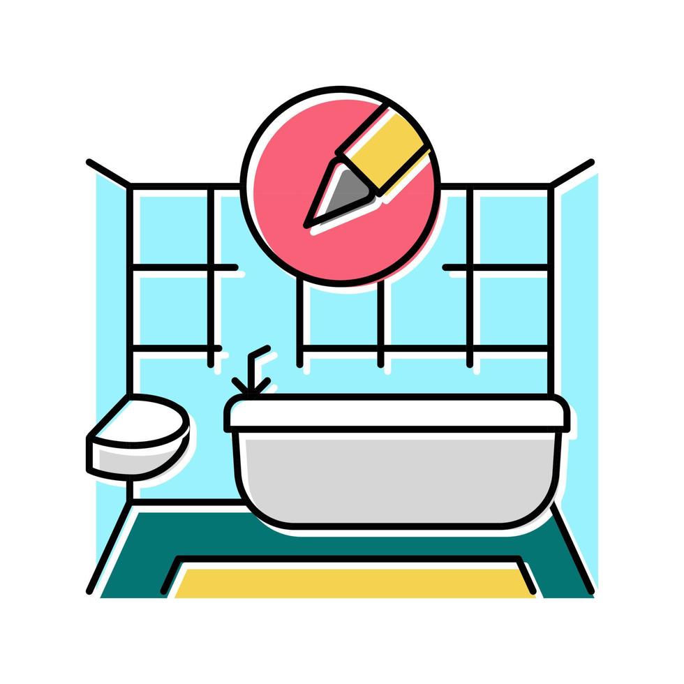 baignoire design d'intérieur maison couleur icône illustration vectorielle vecteur