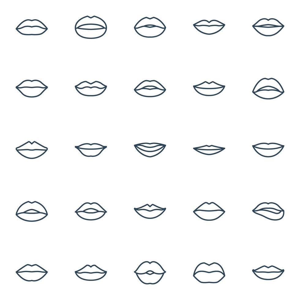 icônes de contour pour les lèvres. vecteur