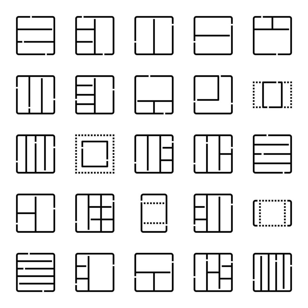 icônes de contour pour la mise en page. vecteur