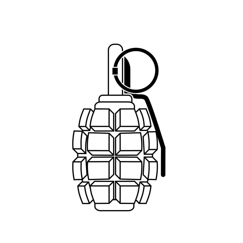 vecteur d'icône de grenade. signe d'illustration d'explosion. symbole d'arme. logo de l'armée.