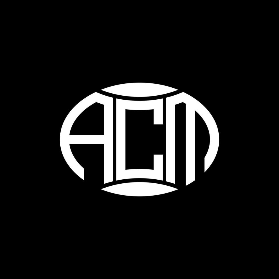 création de logo cercle monogramme abstrait acm sur fond noir. acm logo unique de lettre initiales créatives. vecteur