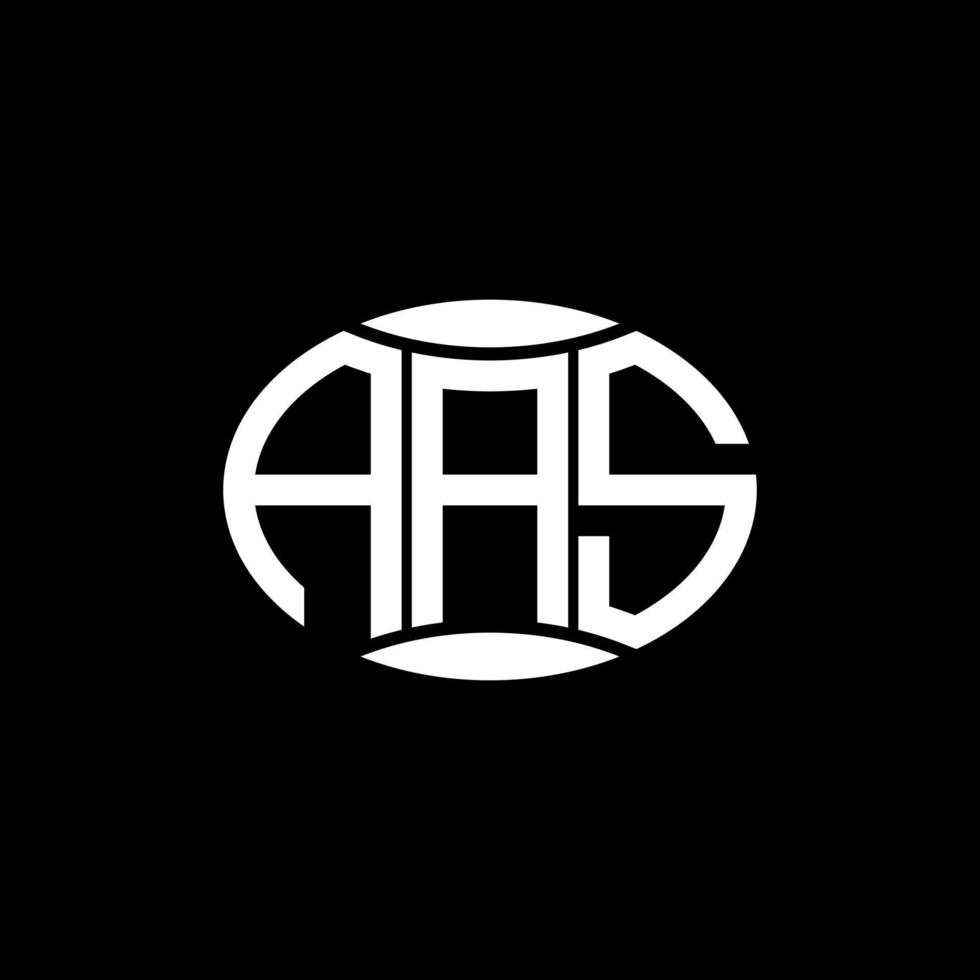 création de logo de cercle de monogramme abstrait aas sur fond noir. aas logo de lettre d'initiales créative unique. vecteur