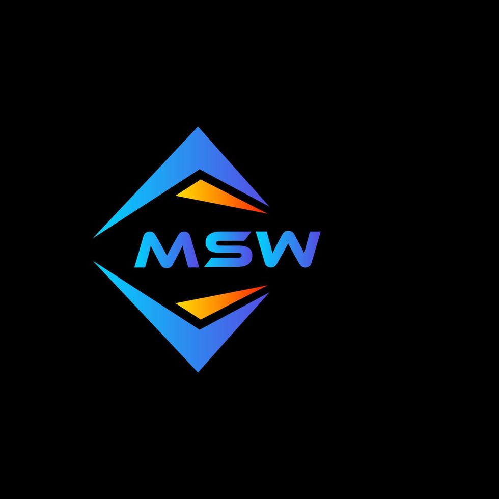 création de logo de technologie abstraite msw sur fond noir. concept de logo lettre initiales créatives msw. vecteur