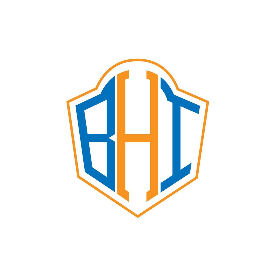 création de logo de bouclier de monogramme abstrait bhi sur fond blanc. bhi logo de lettre initiales créatives. vecteur