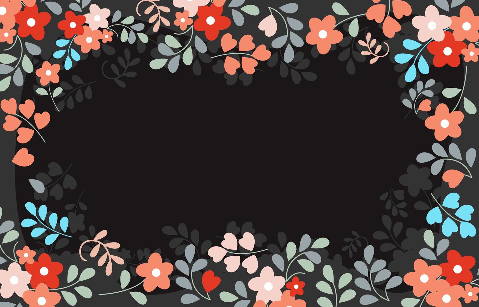 fond floral simple avec un espace vide noir vecteur