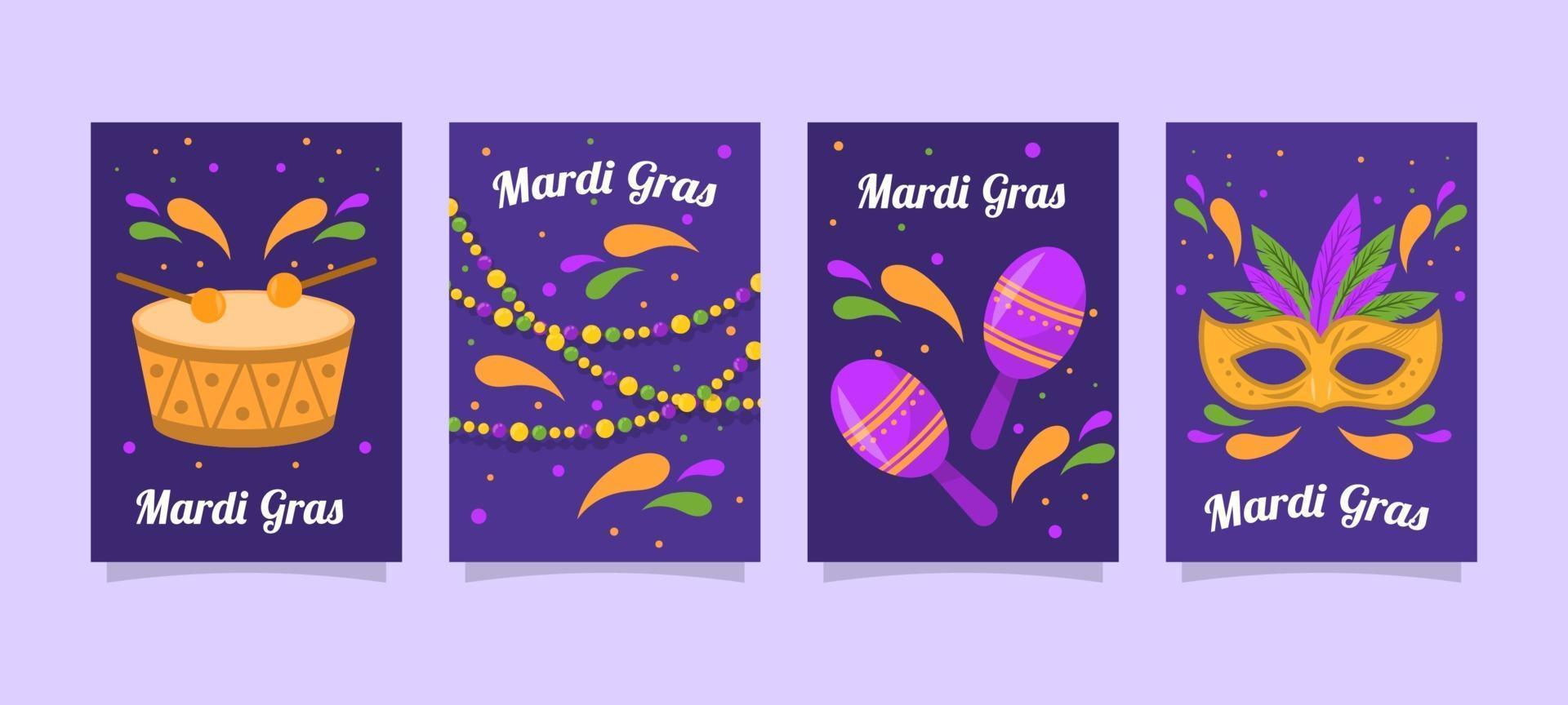 collection de cartes de fête mardi gras vecteur