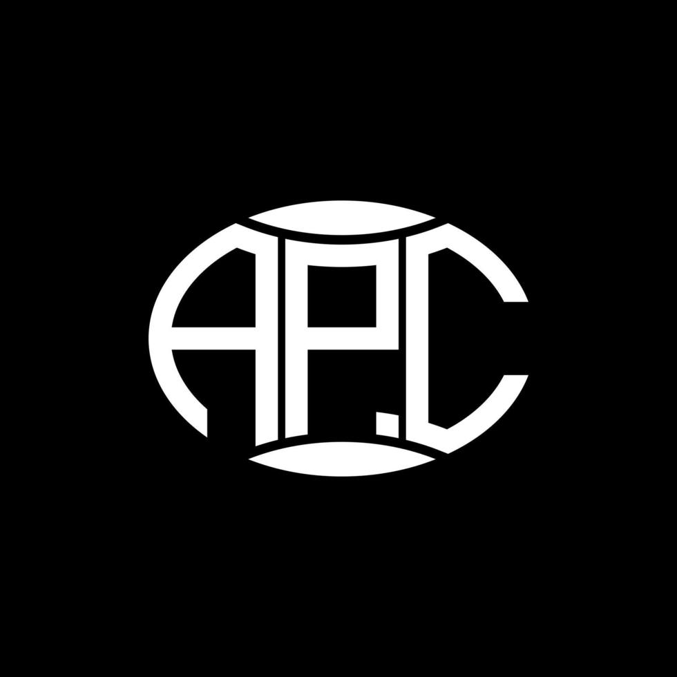 création de logo cercle monogramme abstrait apc sur fond noir. logo de lettre d'initiales créatif unique apc. vecteur