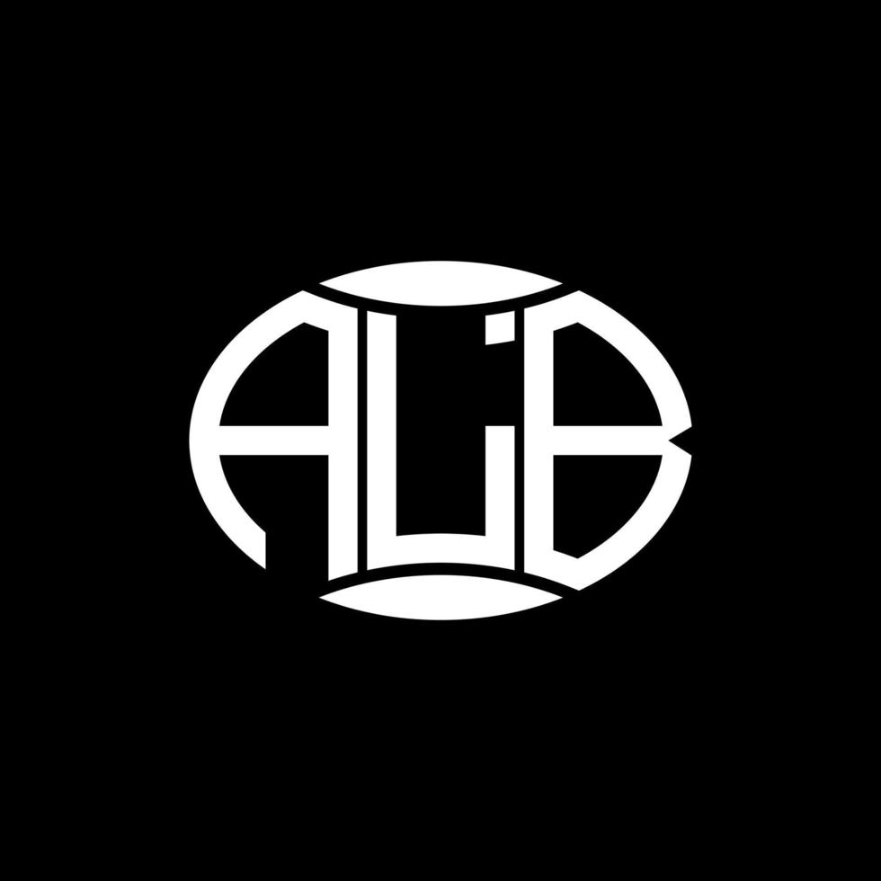 conception abstraite de logo de cercle de monogramme d'alb sur le fond noir. alb logo de lettre d'initiales créative unique. vecteur