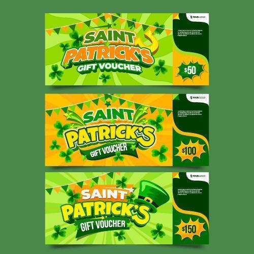 chèque cadeau st patricks avec fond vert vecteur